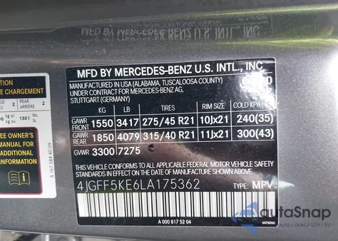 2020 Mercedes-Benz Gls 450 4Matic from USA, damaged, VIN 4JGFF5KE6LA175362